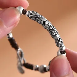 Designer's Original 925 Silver Auspicious Clouds Bracelet for Men and Women Couples Fashion Ethnic Style Beaded Bangles Jewelry
