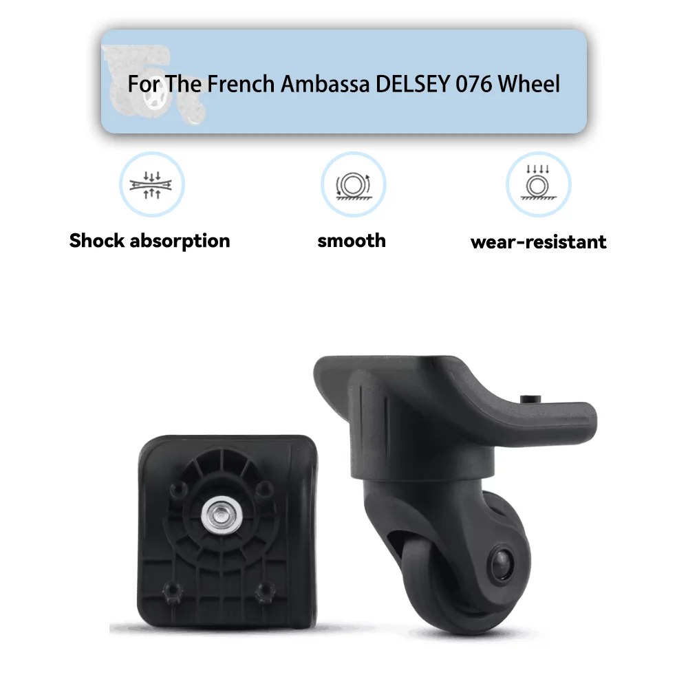 For The French Ambassa DELSEY 076 Universal Wheel Black Replacement Suitcase Silent Smooth Shock Absorbing Rotating Wheel