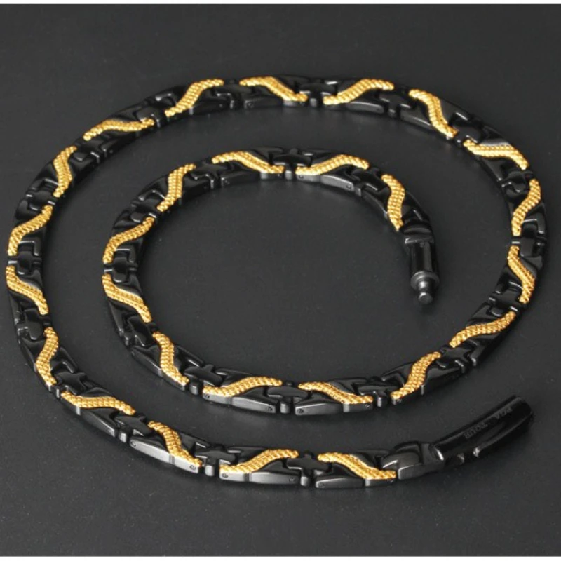 

316L Titanium Steel Snake Chain Necklace for Men - Magnetic Therapy Necklace with Adjustable Magnetic Clasp - Punk Gothic Jewelr