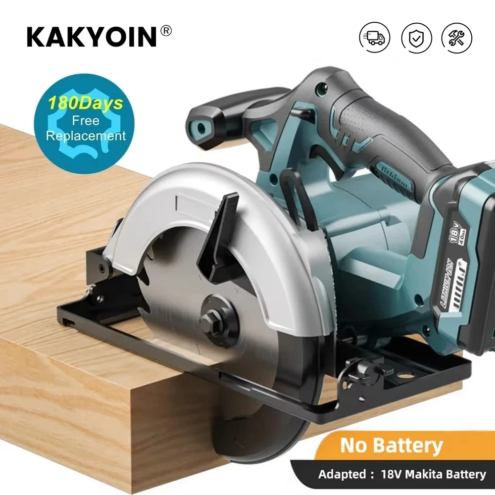 6 Inch Cordless Electric Circular Saw Adjustable Angle Woodworking Cutting Without Battery For Makita 18V Battery