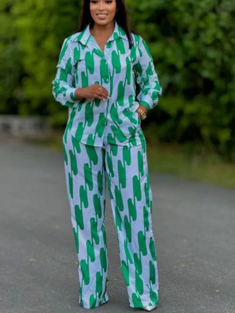 

Sister Star Fashion Casual Long-sleeved Printed Striped Shirt Sleeve Suit Wholesale Sports Temperament Commuting Two-piece Suit