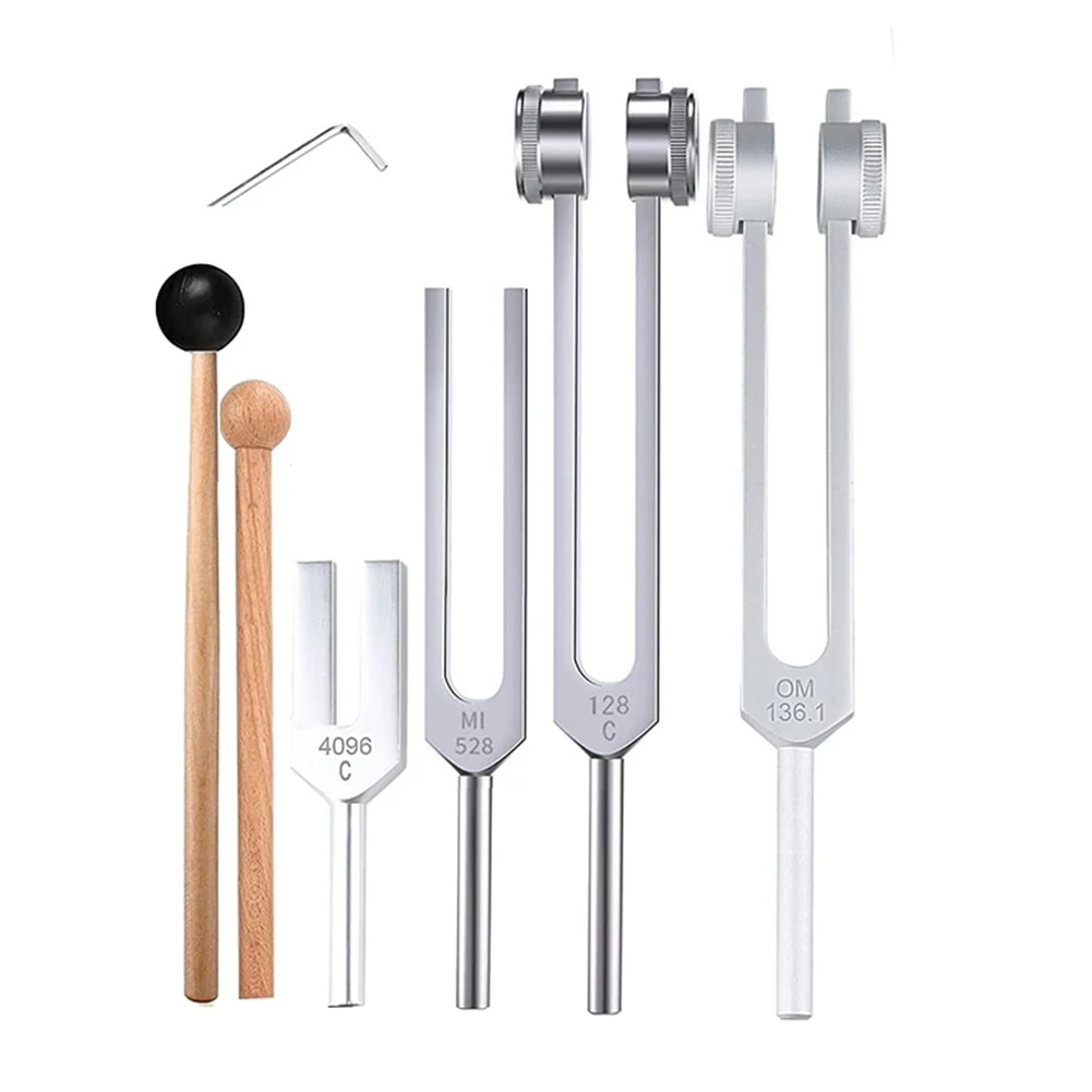 

4Pcs Tuning Fork Set(128Hz, 136.1Hz, MI 528Hz, 4096Hz),for Healing Chakra,Sound Therapy,Reliever Stress