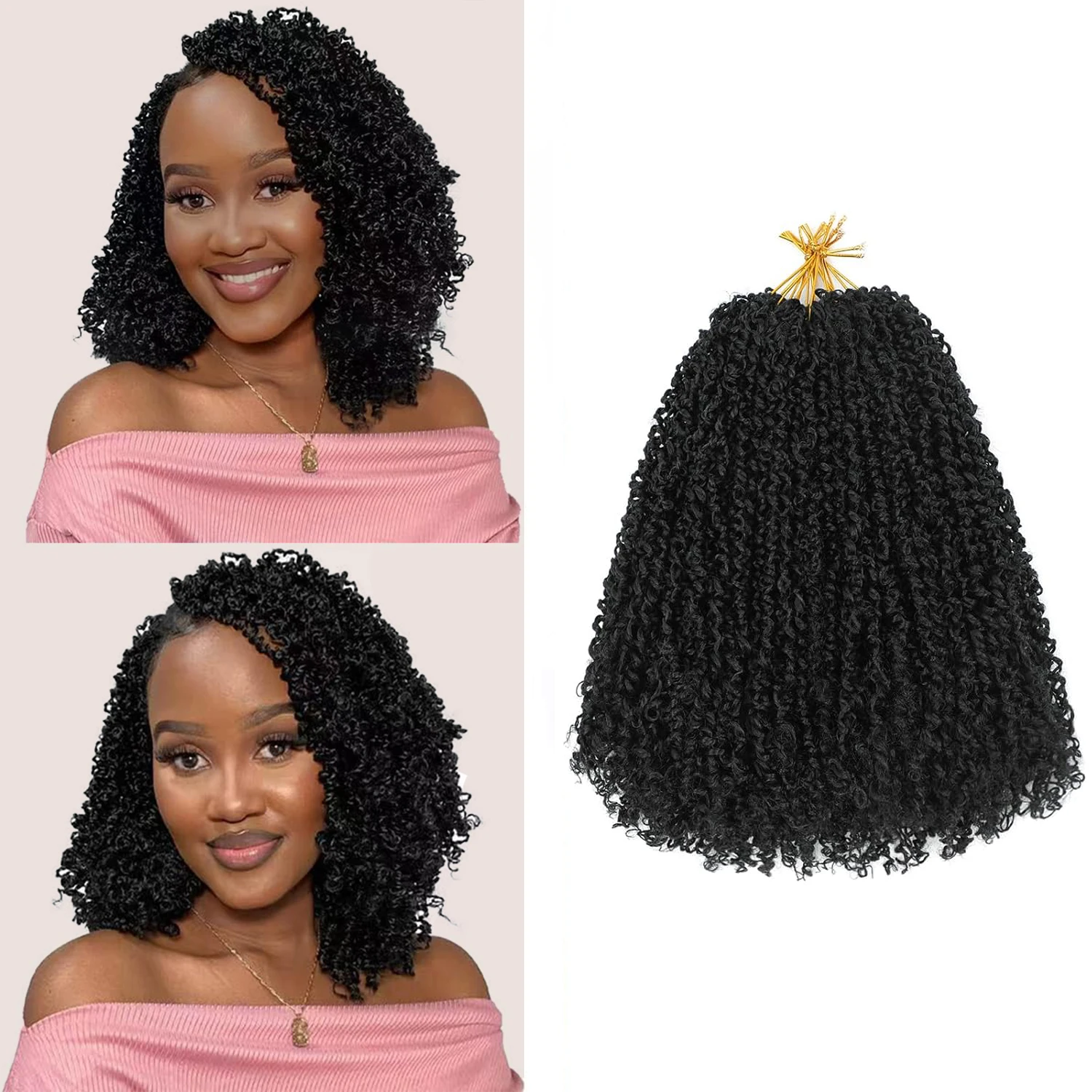 Yanky Twists Crochet Braids 8/12 inch Ombre Brown Spring Twists Hair Senegalese Twist Crochet Hair with Curls Synthetic
