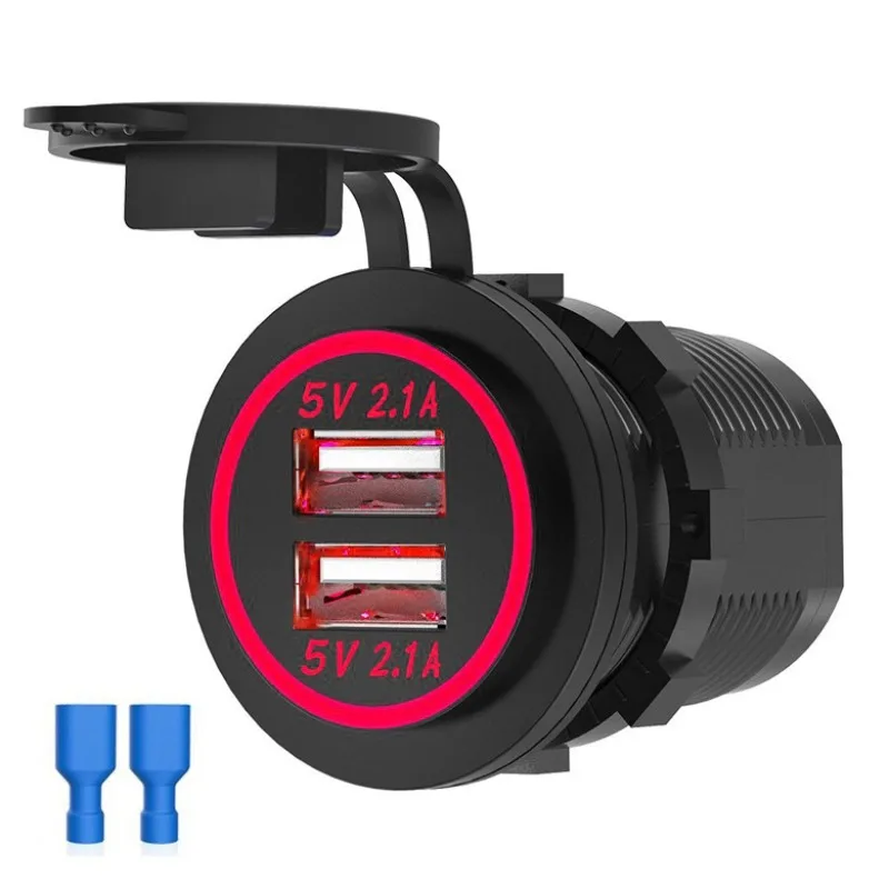 شاحن سيارة مع كابل مدمج، شاحن USB الكل في واحد للسيارة والدراجات النارية #6