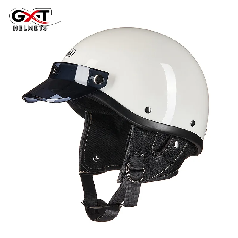 GXT Half Face Korea Style Motor Helmet Vintage Dot Approved Pilot Helmet Cafe Racer Summer Riding Scooter Jet Capacete Para Moto