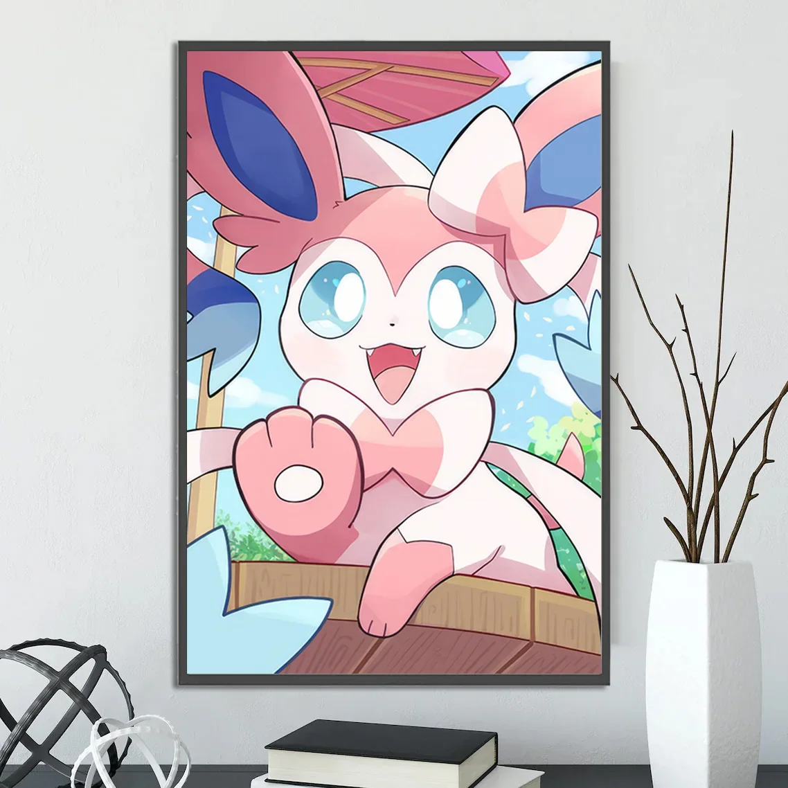 Hot Japanese Anime Self-adhesive Poster Pikachu Eevee Peripheral Modern Room Decoration Charizard Painting Wall Wallpaper