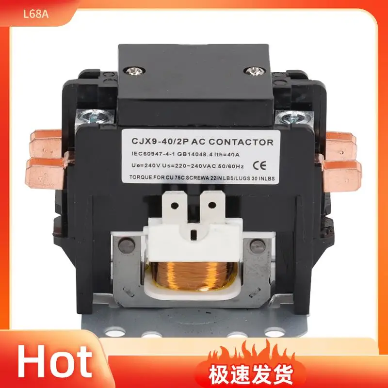 

L68A AC Contactor 40A 2P Air Conditioner Replacement With Silver Alloy Contact 220V Power Distribution Control Appliance