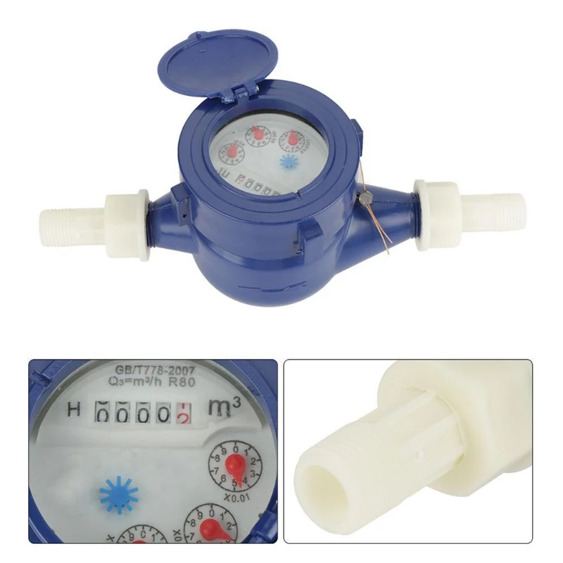 YYSD Water Meter Cold Water Meter Ro-tary 15mm in Water Meter with Fittings