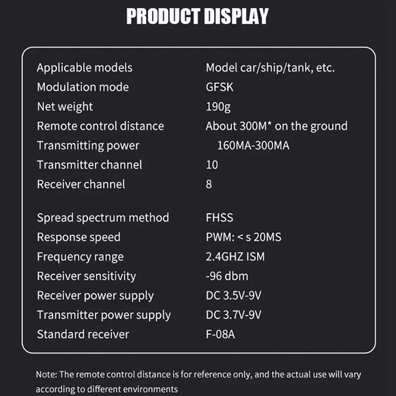 CT-8B 8CH trasmettitore telecomando 2.4Ghz Radio + F-08A ricevitore per RC Model Car Boat Drone Quadcopter accessori