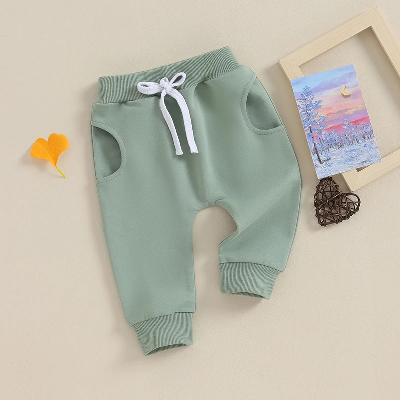 2023-10-05 Lioraitiin 0-3Y Baby Girls Pants Solid Color Elastic Waist Soft Toddler Trousers Spring Fall Casual Sweatpants Jogger