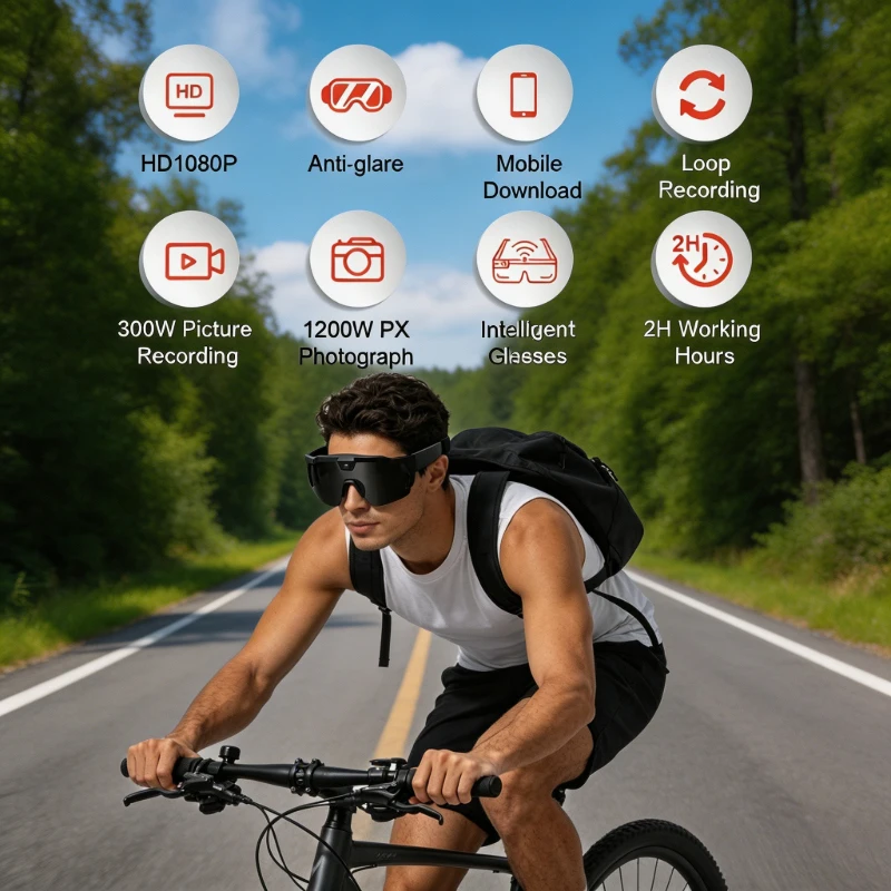 

New Smart Camera Sunglasses HD Video Recorder DV Camcorder Outdoor Cycling Sports Photo Shooting Glasses
