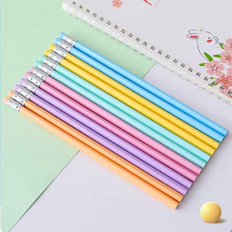 25pcs of macaron-colored HBpencils with eraser design.These pencils are suitable for school and office writing, as well as gifts