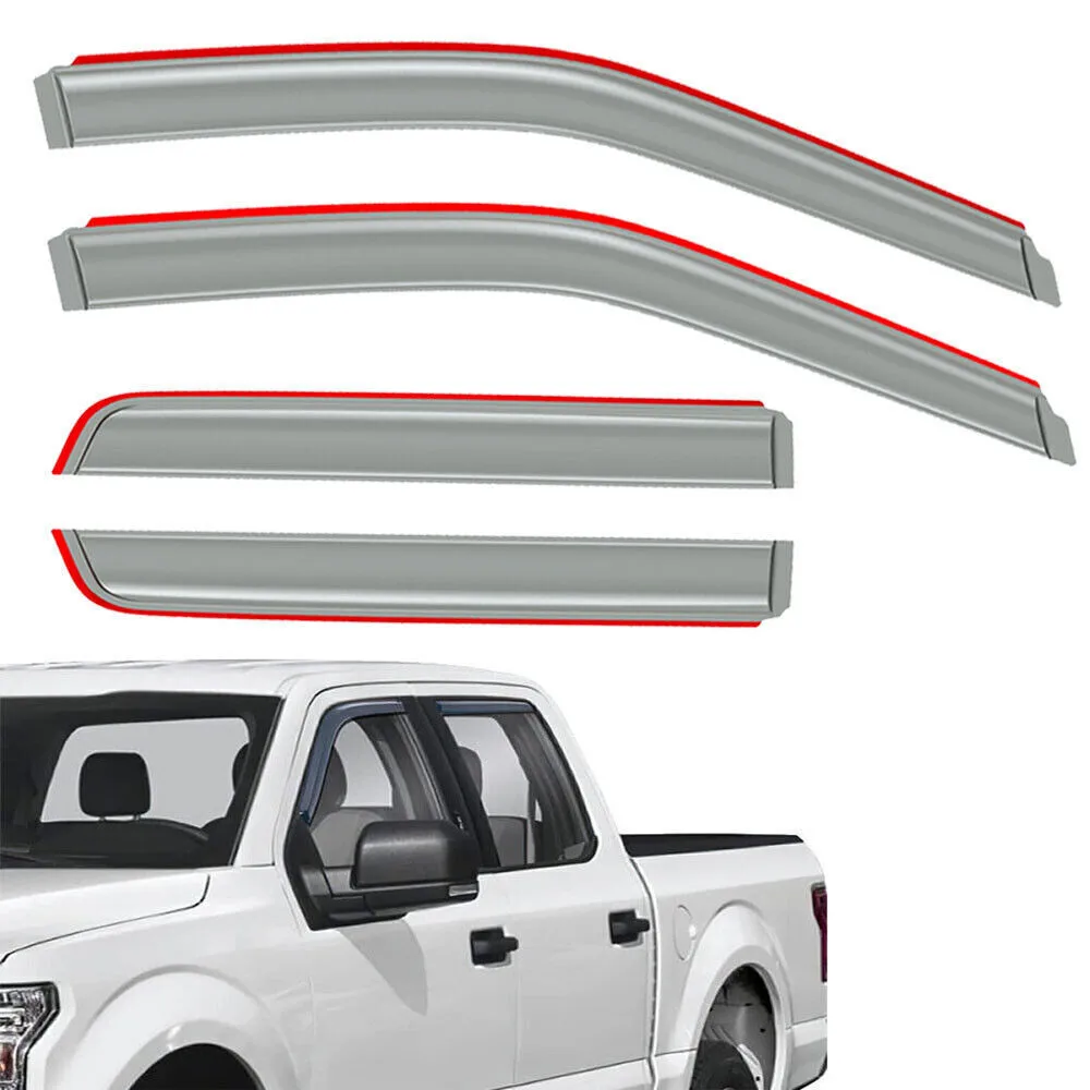 

Fits 2015-2022 FORD F-150 Crew Cab In-Channel Window Visor Vent Sun Rain Guards