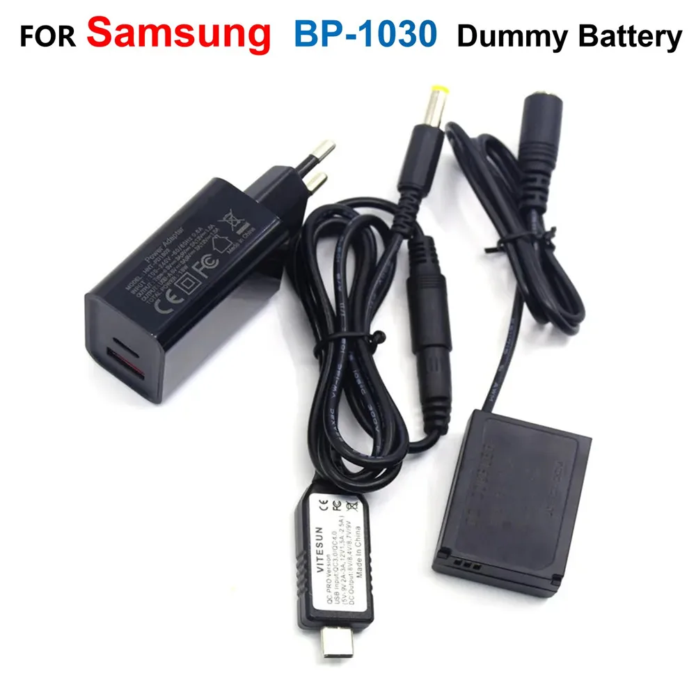 

BP1030 Dummy Battery BP-1030+PD Charger+PD 9V Decoy Digital Display Cable For Samsung NX200 NX210 NX1000 NX300 NX2000 BP1130