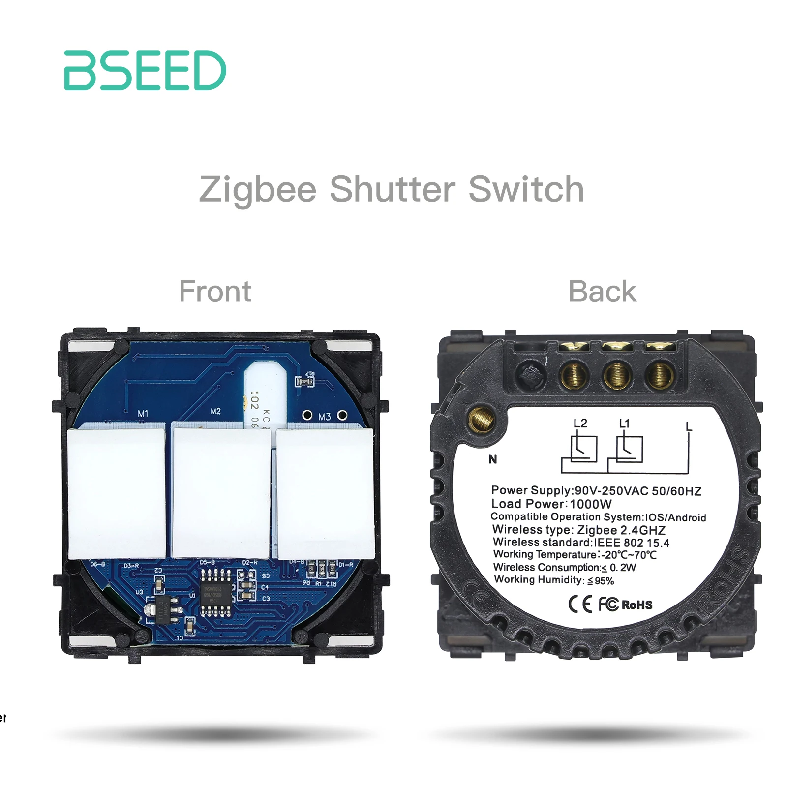 Bseed EU Standard Zigbee Lichtschalter Teile 1/2/3Gang Dimmer Vorhang Modul DIY Teil Tuya Smart Life Control Neutral Erforderlich