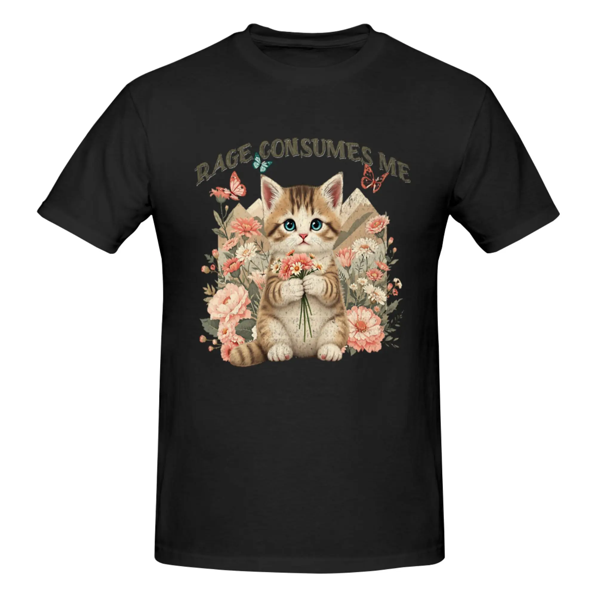 Funny Rage Consumes Me Funny Cat Men's Printed T-Shirt Unis…