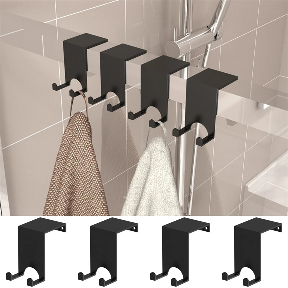 

Набор из 4-х крючков для полотенец для стеклянных дверей, ванной комнаты и кухни, материал из углеродистой стали для прочного подвесного решения