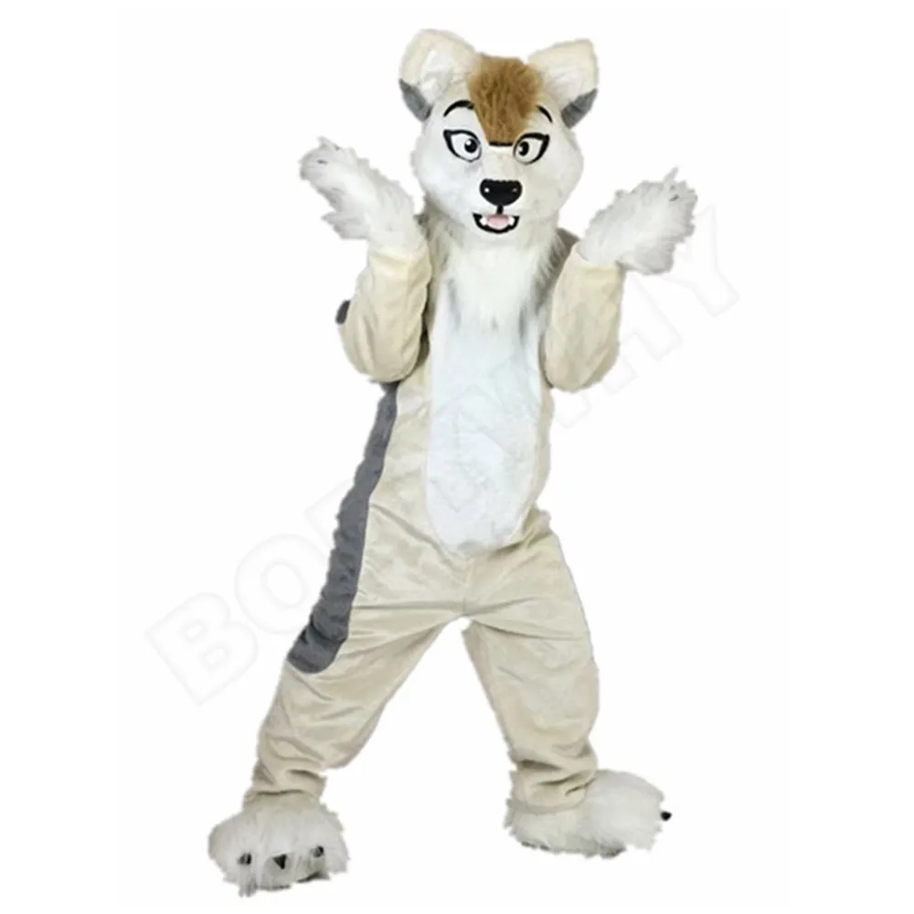 Luxury Long Fur Husky Dog Fursuit Mascot Furry Costume Wolf Dog Fox Cosplay Party Fursuit Kid Birthday Party Adult Size Outfit