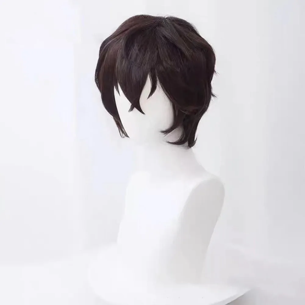 Cosplay Wigs Dazai Osamu Role Headwear Man Daily Clothing Match Microfilm Wig Anime Bungo Stray Dogs Character