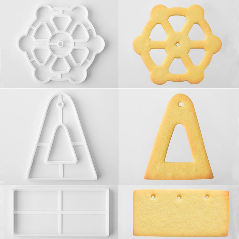 3pcs/set Baby Kids Wind Flower Mold 3d Ferris Wheel Cookie Cutter Fondant Cake Baking Tool Decor Embossed Molds Baking Pastry