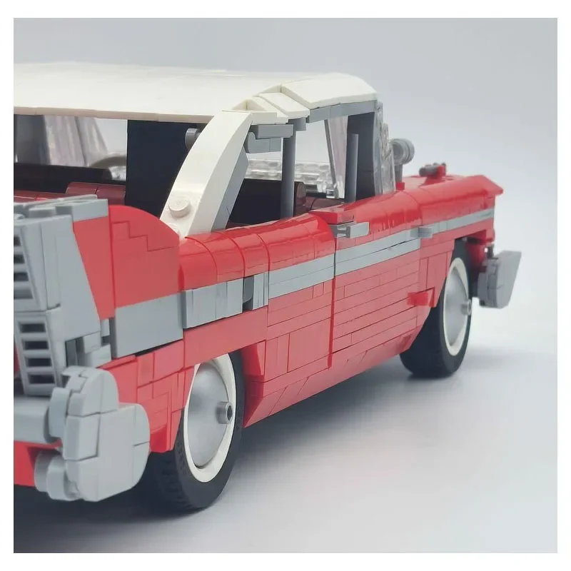 MOC-188131 Czerwony Klasyczny Samochód Sportowy Wyścigowy Model z Klocków Konstrukcyjnych • 1228 Elementów Chłopiec Urodziny Boże Narodzenie Klocki Zabawka Prezent