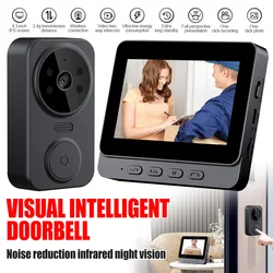 Interphone vidéo sans fil avec vision nocturne, caméra de sonnette, moniteur LCD 4.3 pouces, interphone bidirectionnel, protection de sécurité, surveillance, Wi-Fi