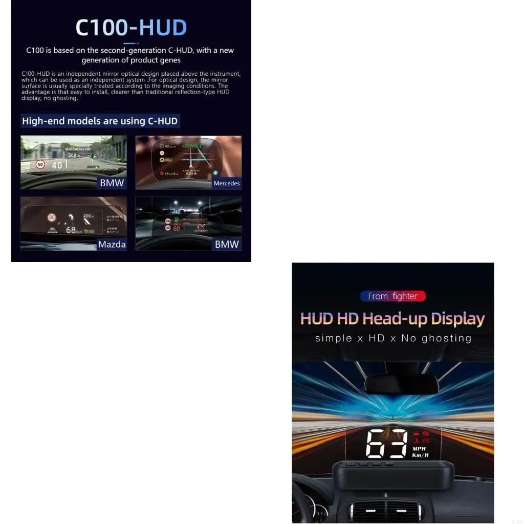 

HUD Head-up Display Digital Speedometer Windshield Projector for All Vehicle