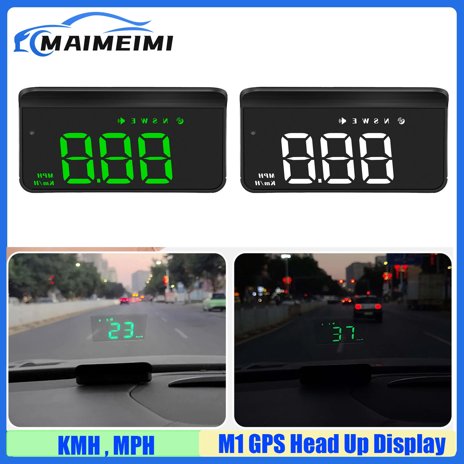 

M1 GPS HUD Car Head Up Display Compass Speed MPH KMH Alarm System Projector Onboard Computer Windshield Projector Digital custom