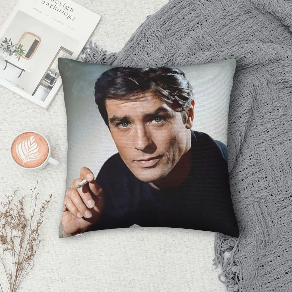 Funda de almohada cuadrada Alain Delon Actor, funda de cojín, funda de almohada para el hogar, dormitorio, coche