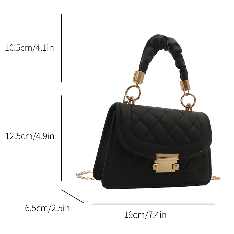 Fashion Leisure Women\'s Handbags PU Solid Color Crossbody Bag Metal Decoration Flap Female Shoulder Bag For Commute Outings