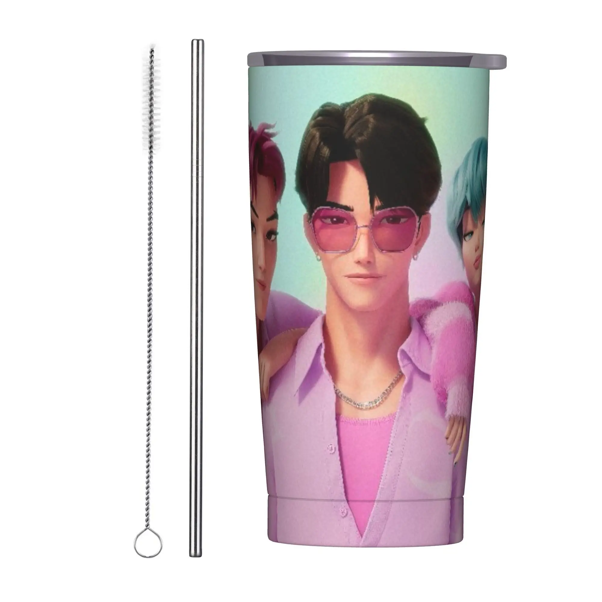 

KPop Demon Hunters Saja Boys Tumbler Vacuum Insulated Coffee Cups Stainless Steel Car Mugs Water Bottle
