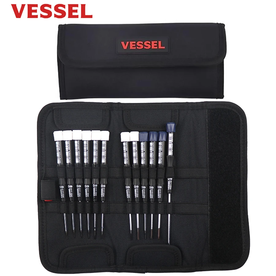 VESSEL 12-Piece Precision Screwdriver Set with Phillips/Slotted Screwdrivers,Pouch for Computer, Laptop, Watch NO.9912A