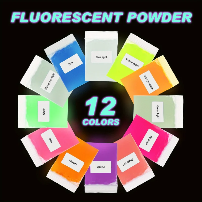 Luminous powder 12 Color epoxy resin dye glow-in-the-dark powder safe and long-lasting for art use、DIY Nail Art、Epoxy Resin Pigm