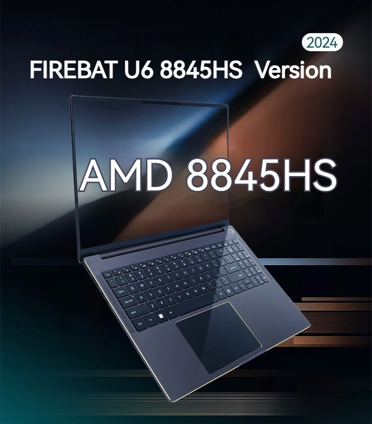 FIREBAT U6 NEW 16 Inch Gaming Laptop Ryzen 7 8845HS 2560*1600 DDR5 Wifi6 BT5.1 120Hz Business Ultra Slim Computer Notebooks