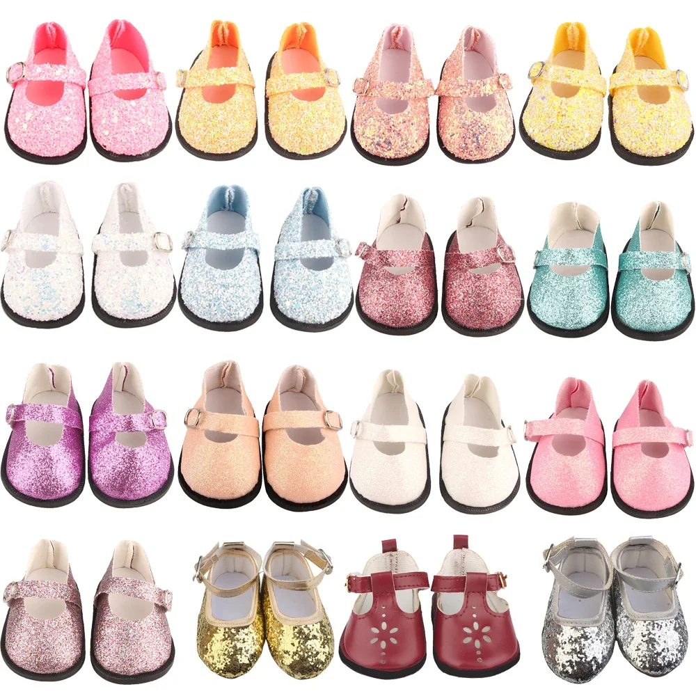 7cm Doll Shoes For18 Inch American&43cm Baby New Born Doll Sequins Boots Accessories For OG 1/3 BJD My Life Doll Girl's Gift Toy