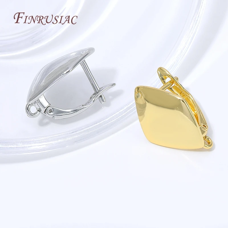 18K Gold Plated CZ Paved Leverback Earring Clasp Findings with Loop Blank Earring Base For DIY Dangle Earring Jewelry Making