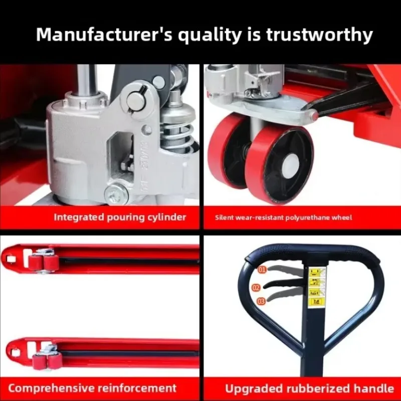 رافعة شوكية بعجلات من النايلون بسعة 2 طن، شاحنة منصة يدوية هيدروليكية، جاك البليت اليدوي