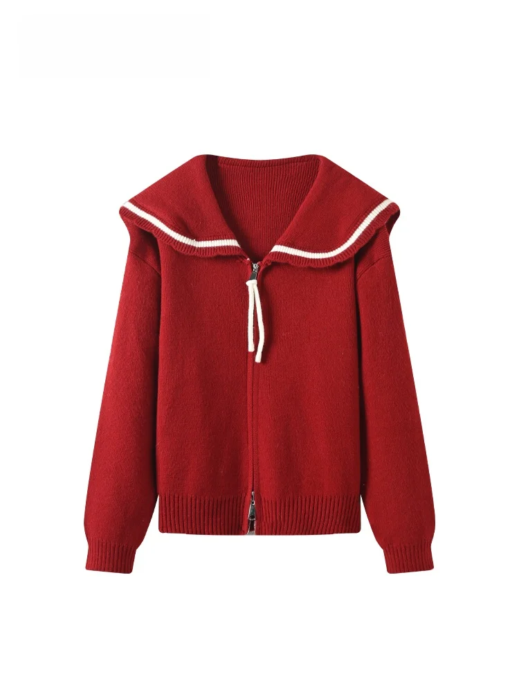 

Cara CLUB plus Size Knitwear Long Sve Turn-down Collar Women's Faionable Autumn Winter Clothes College Sle Top