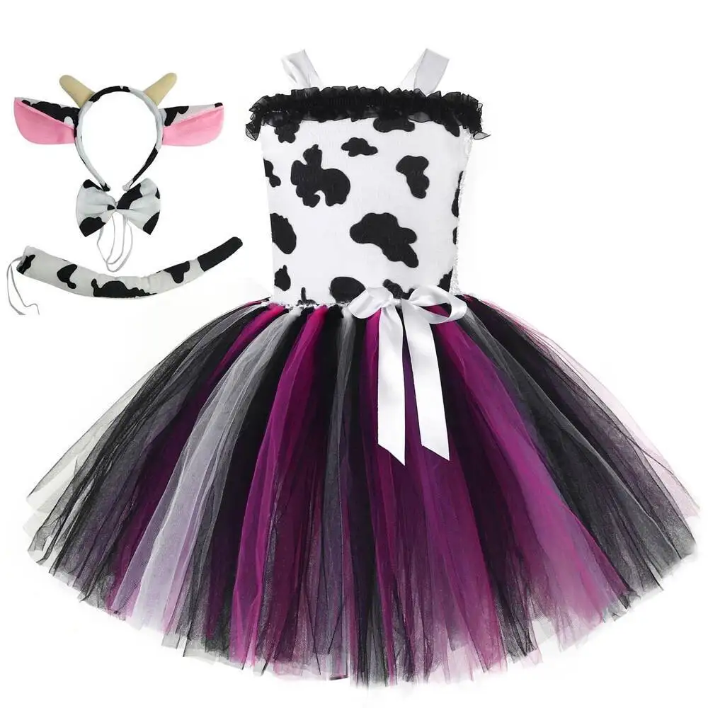 Baby Girls Leopard Zebra Giraffe Costume for Kids Christmas Halloween Tutu Dress Jungle Animals Disguise Outfit Children Clothes