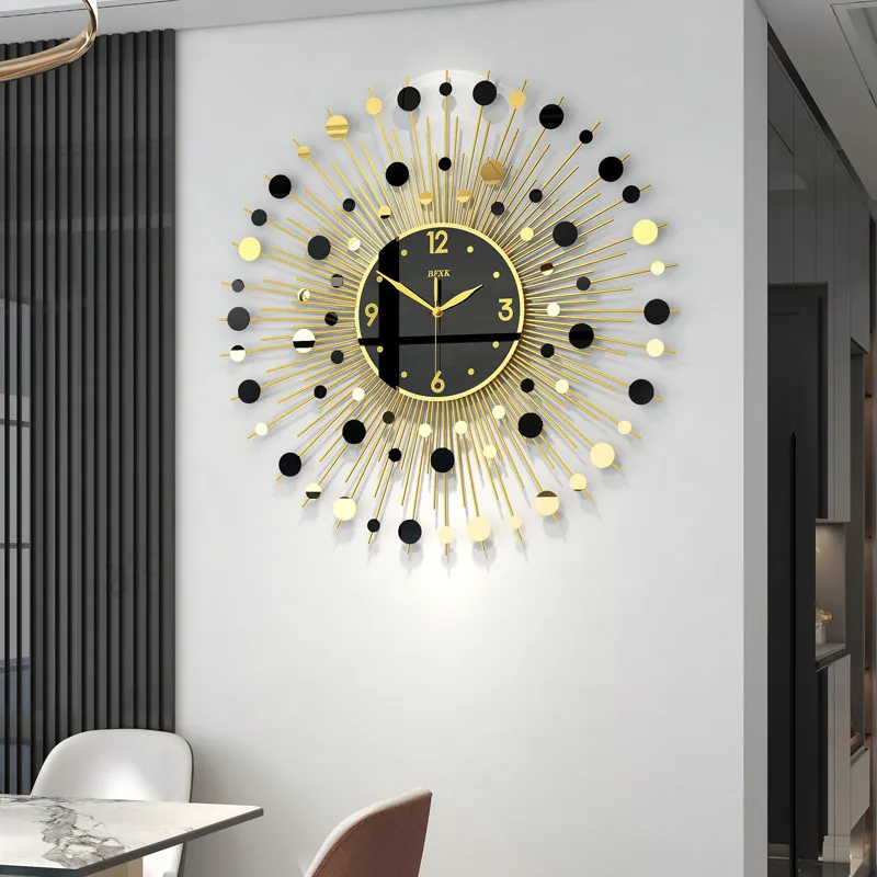 Creative Metal Gypsophila Wall Clock Modern Design Number Clock Minimalist For Nordic Living Room Mute Quartz Clock Room Decor