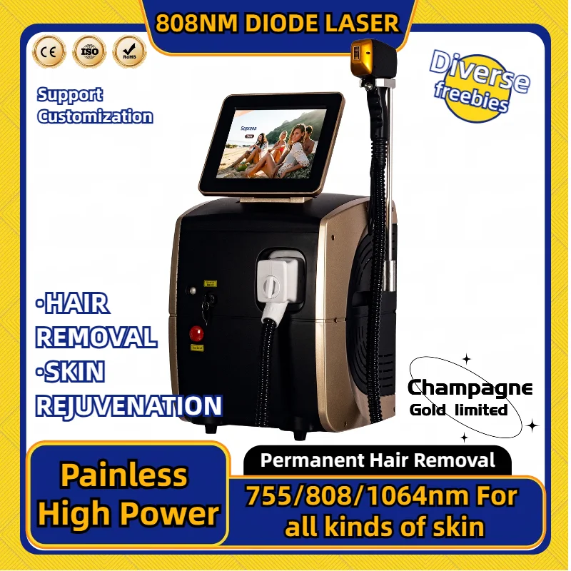 

CE Certified 808nm Diode Laser Hair Removal Beauty Machine 755/808/1064 Nm Three Wavelength Laser Hair Removal Machine