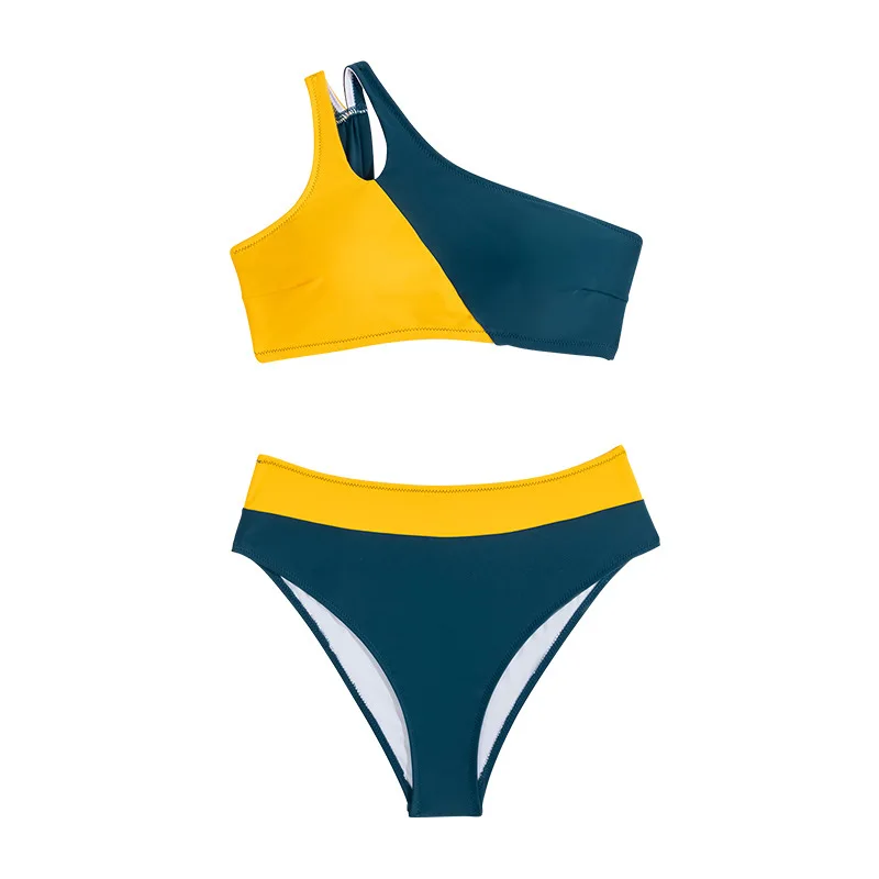 2025 Asymmetric One-Shoulder Bikini Set Sexy Cutout Design High Waist Bottom Women's Trendy Swimwear Summer Holiday Two Pieces