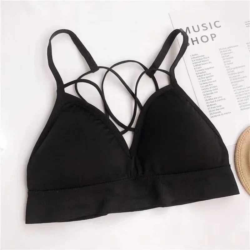 Fashion Summer Beautiful Back Wrapped Chest Anti-glare Gathered Bra Sports Student Girl Models Without Steel Ring Underwear