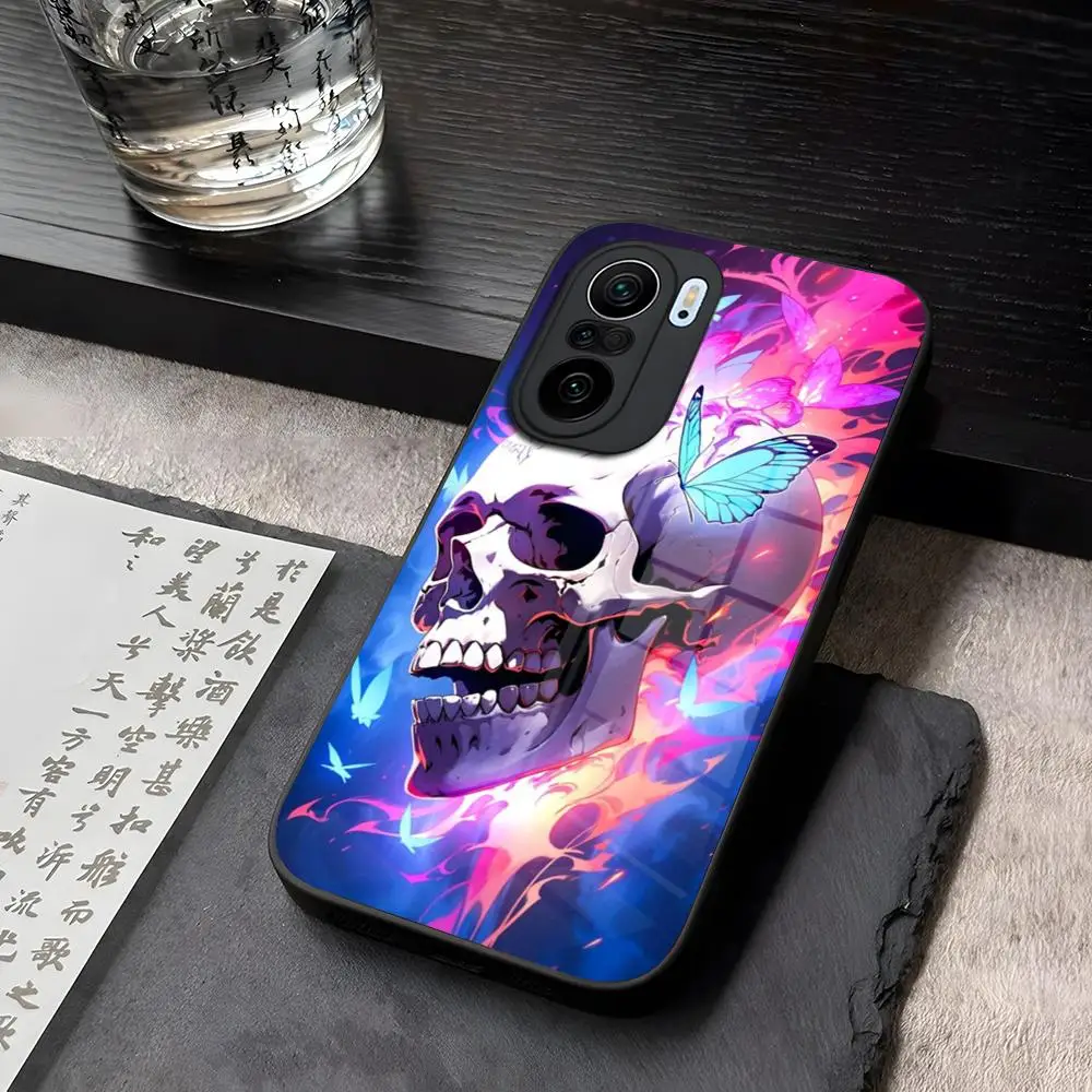 Gothic Fashion Skull Tempered Glass for Xiaomi 14 12 Lite Pro 13 11t lite POCO M6 M5 X6 X5 X3 NFC F5 F6 Pro Cover