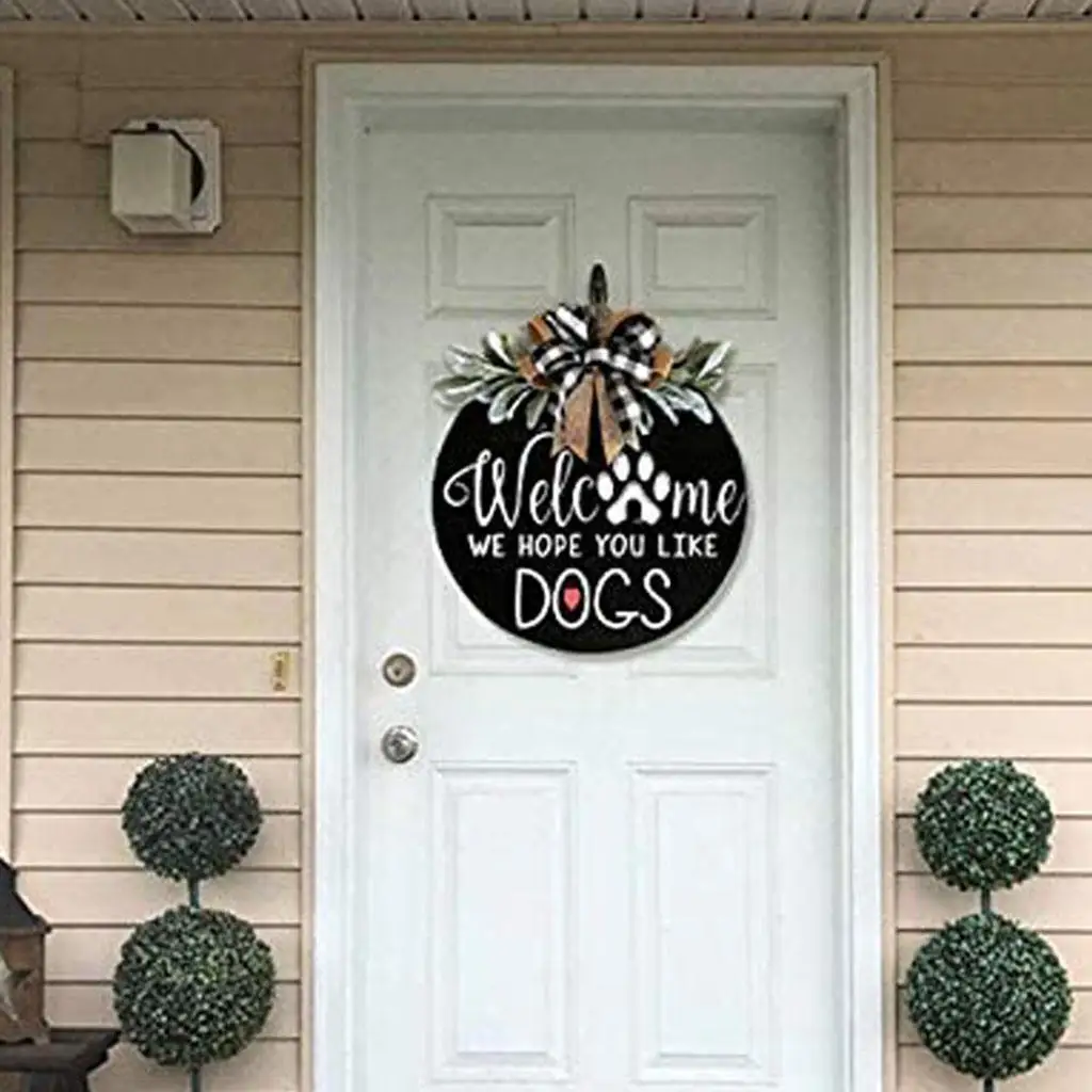 Welcome Sign for Entrance Doors Decoration - We Hope You Like Cats / Dogs -
