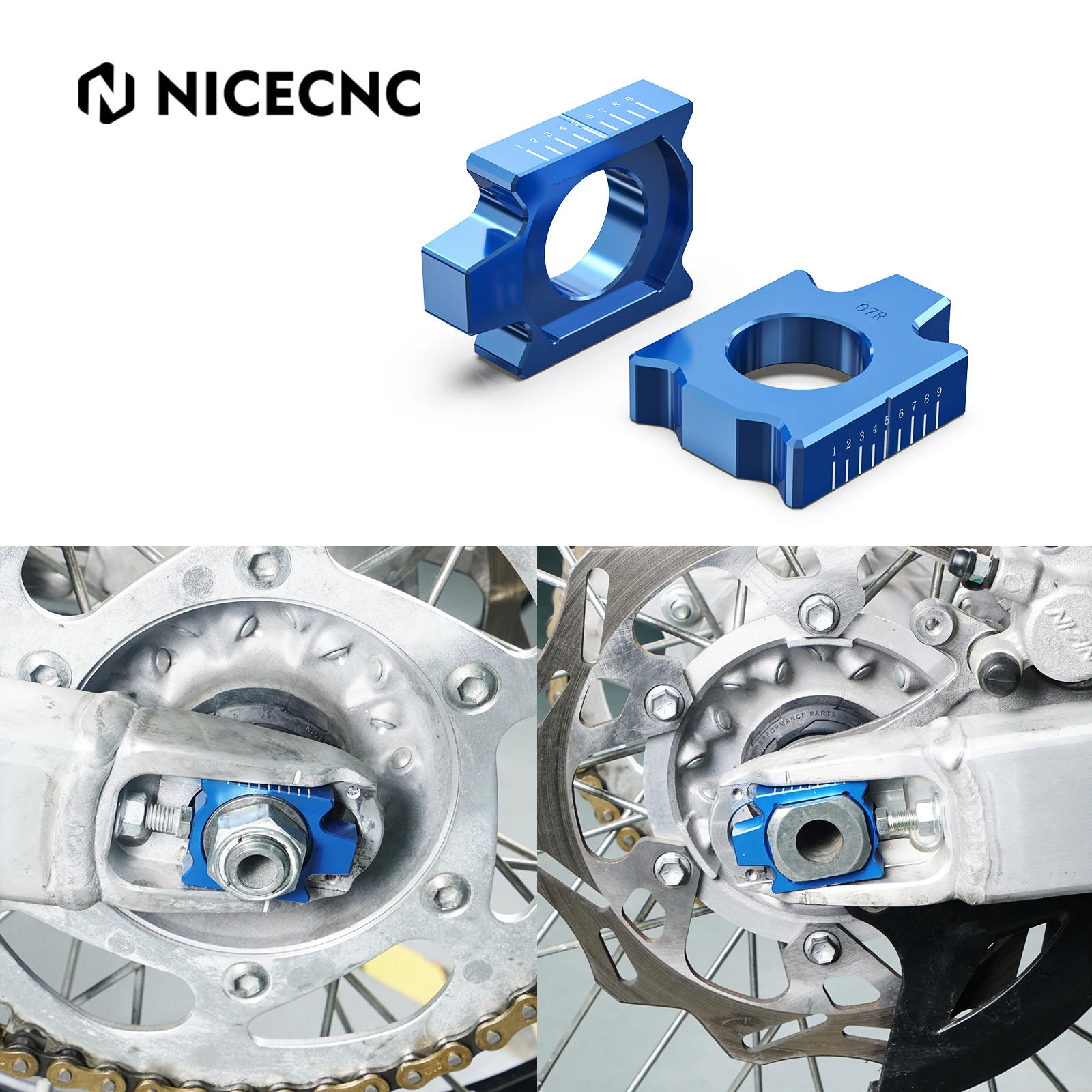 

NICECNC For Yamaha YZ125 YZ250 YZ250F WR250F WR450F YZ450F YZ125X YZ250X YZ250FX YZ450FX WR250R/X Rear Axle Block Chain Adjuster