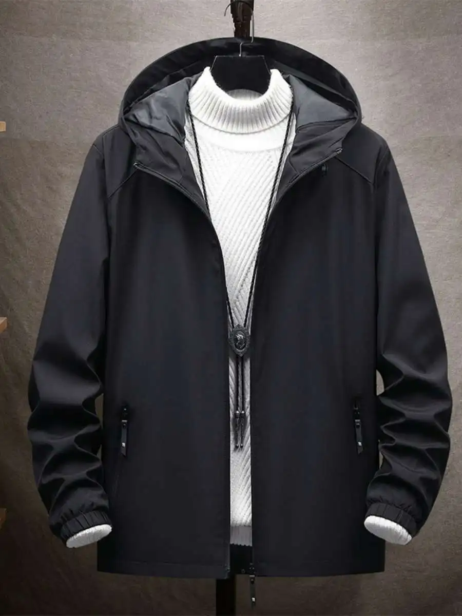 

Trendy Men's Jaet Spring Autumn Slim Fit Side S ket Youth Faion Outerwear Coat Long Sve No Collar Regular Length