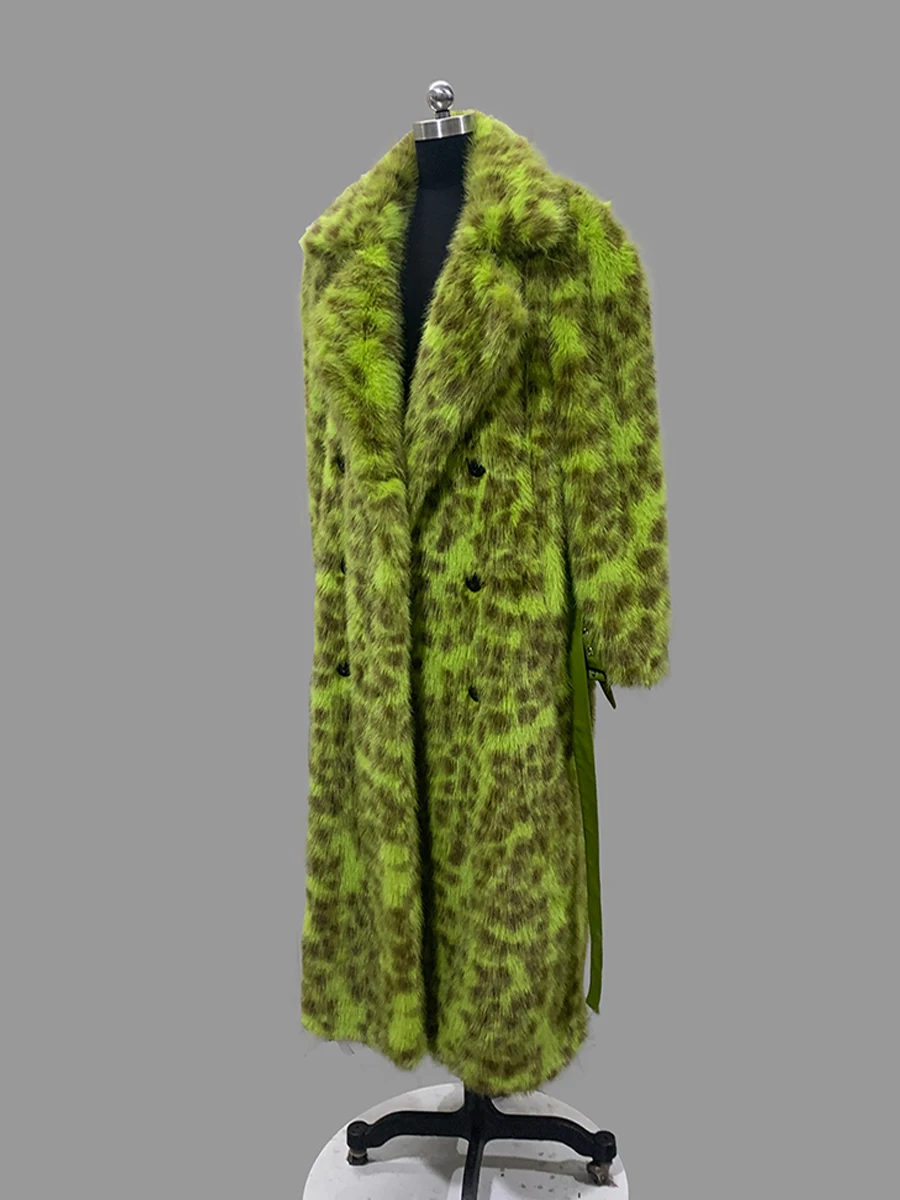 Nerazzurri 2026 New Collection Warm Oversized Leopard Print Faux Fur Coat Women Winter Luxury Brands Designer Clothing Woman