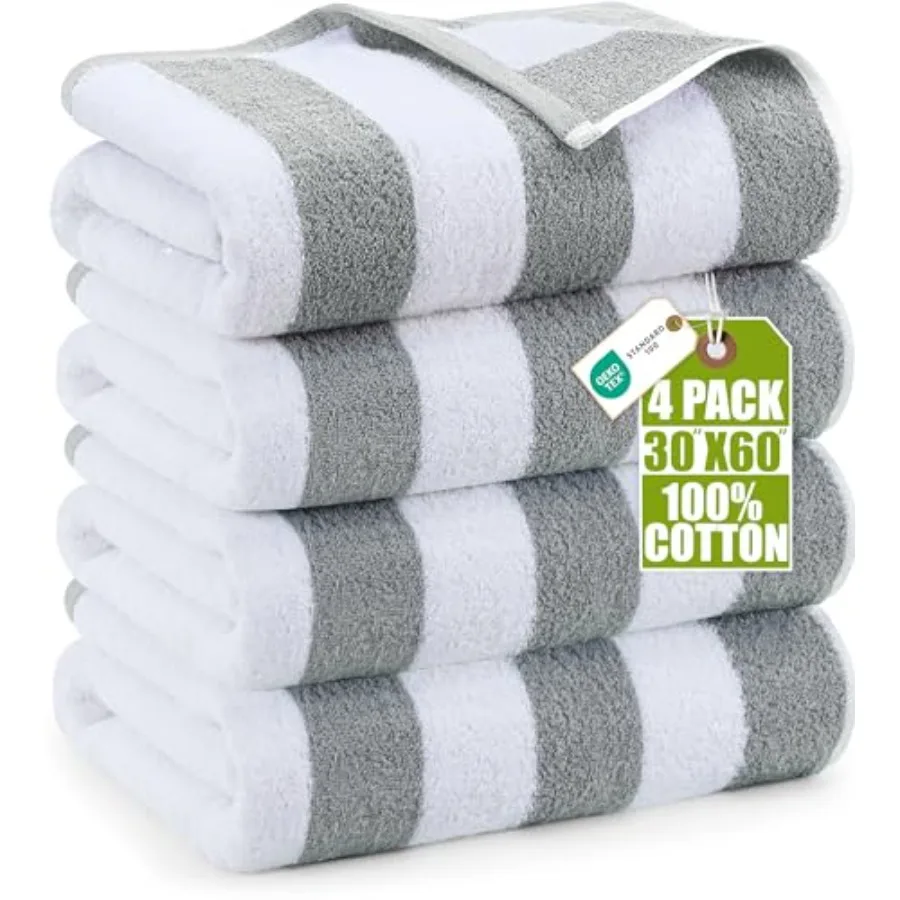 

Пляжное полотенце Pack Cabana Stripe, 30x60 дюймов, увеличенное, из 100% хлопка, для бассейна, с высокой впитываемостью, быстросохнущее, для ванной