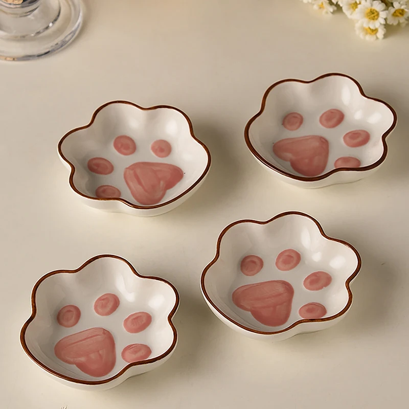 Cute Ceramic Small Dish Mini Mustard Pesto Tomato Ketchup Soy Sauce Dish Seasoning Plates With Handle For Home Restaurant